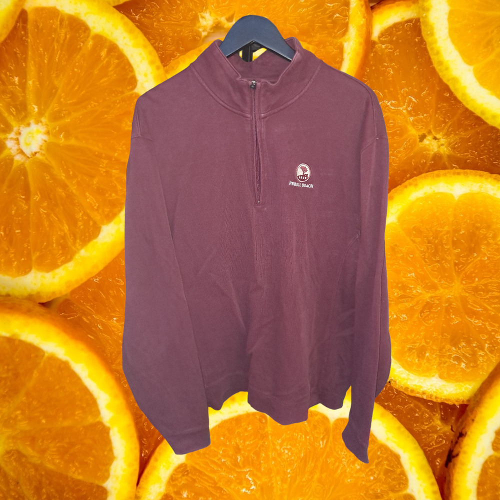 Ahead Pebble Beach 1/4 Zip Maroon Long Sleeve Sweatshirt Size 2XL